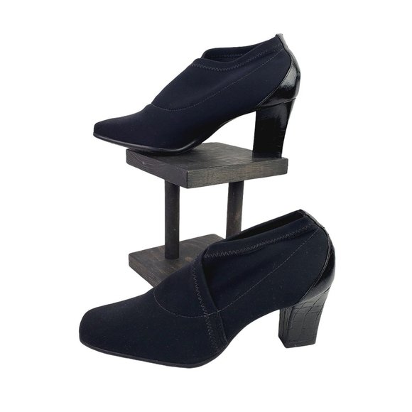 Donald J. Pliner Reya Neoprene Brazillian Crocodile Leather Booties Sz 6.5 - Picture 3 of 9